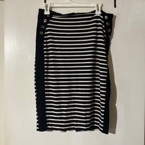 White House black market black and white striped skirt